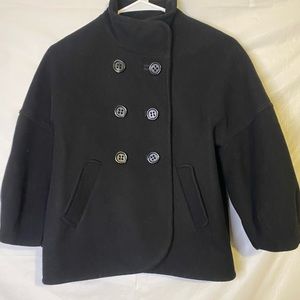 BCBG Maxazria double breasted 3/4 sleeve black jacket size medium